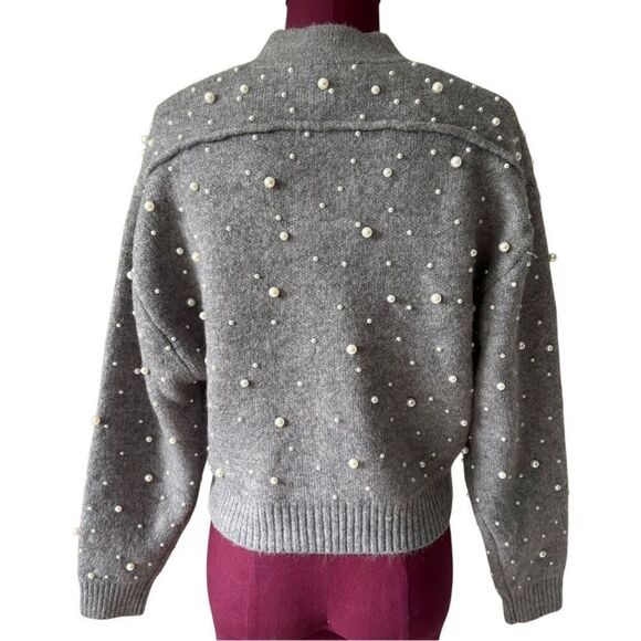EDIT by Jason Wu Full Zip Sweater Jacket size L Pearl Embellished - Picture 3 of 9